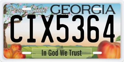 GA license plate CIX5364