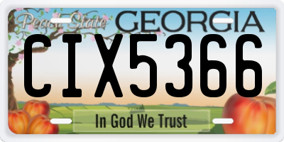 GA license plate CIX5366