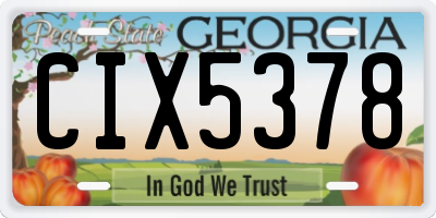 GA license plate CIX5378