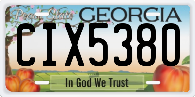 GA license plate CIX5380