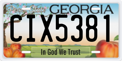 GA license plate CIX5381