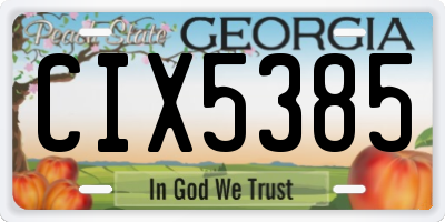 GA license plate CIX5385
