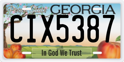 GA license plate CIX5387