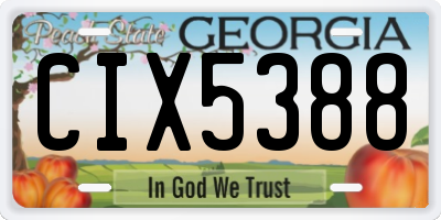 GA license plate CIX5388