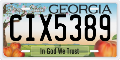GA license plate CIX5389