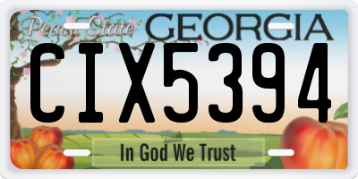 GA license plate CIX5394