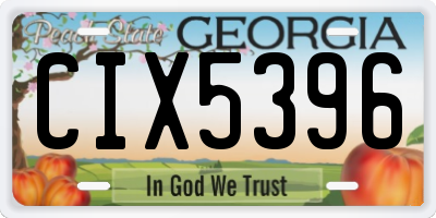 GA license plate CIX5396