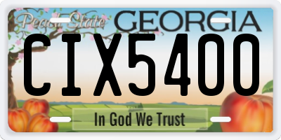 GA license plate CIX5400