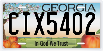 GA license plate CIX5402
