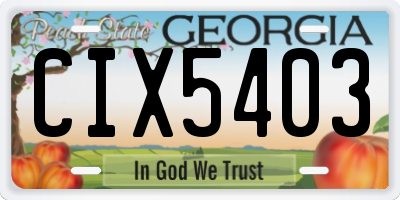 GA license plate CIX5403