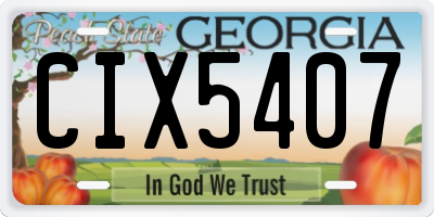 GA license plate CIX5407