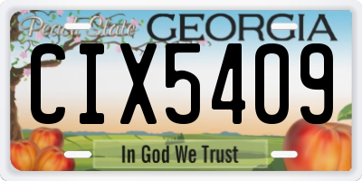 GA license plate CIX5409