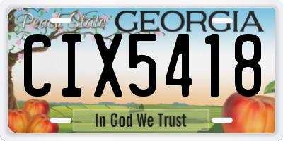 GA license plate CIX5418