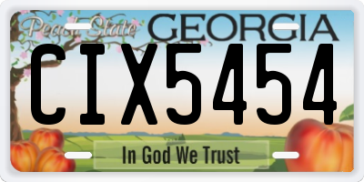 GA license plate CIX5454