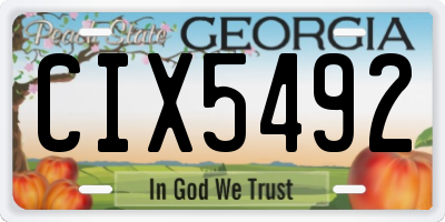 GA license plate CIX5492