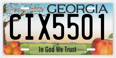 GA license plate CIX5501