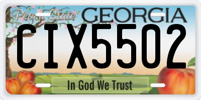 GA license plate CIX5502
