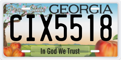 GA license plate CIX5518