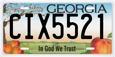 GA license plate CIX5521