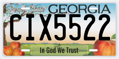 GA license plate CIX5522