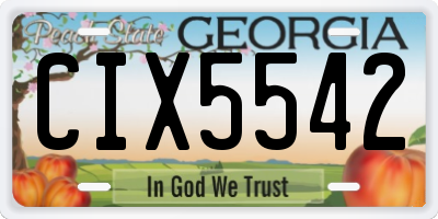 GA license plate CIX5542