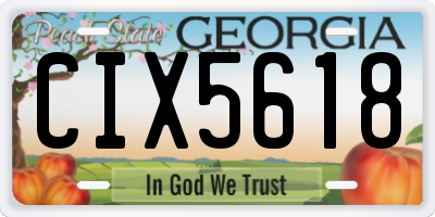 GA license plate CIX5618