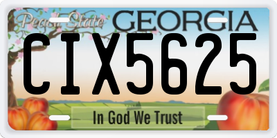 GA license plate CIX5625