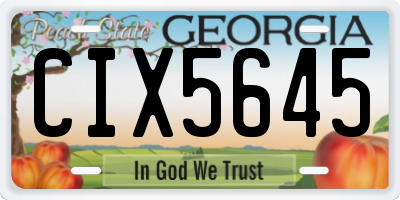 GA license plate CIX5645