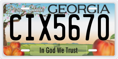 GA license plate CIX5670