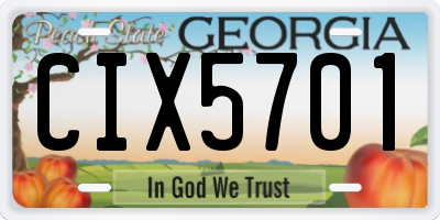 GA license plate CIX5701