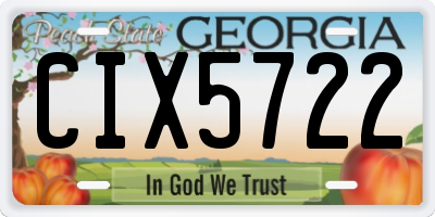 GA license plate CIX5722