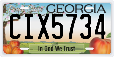 GA license plate CIX5734