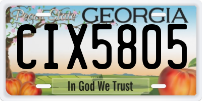 GA license plate CIX5805