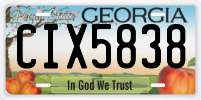 GA license plate CIX5838