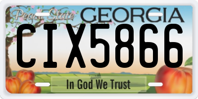 GA license plate CIX5866