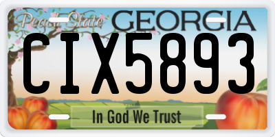 GA license plate CIX5893