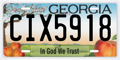 GA license plate CIX5918