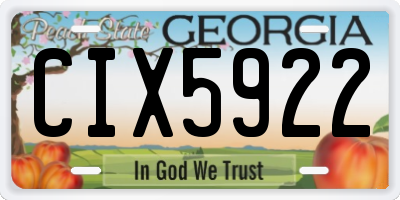 GA license plate CIX5922