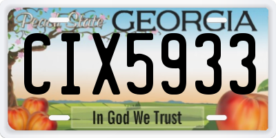 GA license plate CIX5933