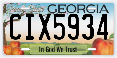 GA license plate CIX5934