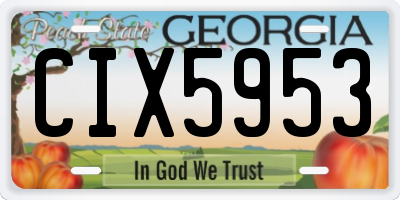 GA license plate CIX5953