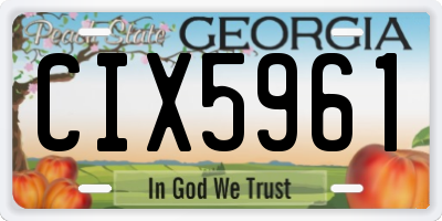 GA license plate CIX5961