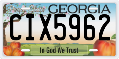 GA license plate CIX5962