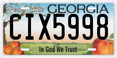 GA license plate CIX5998