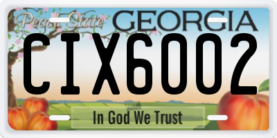 GA license plate CIX6002