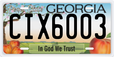 GA license plate CIX6003