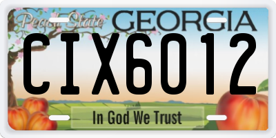 GA license plate CIX6012