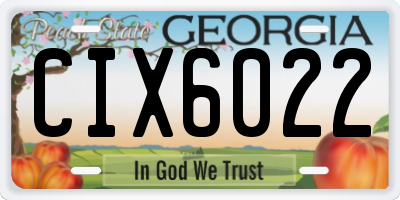 GA license plate CIX6022