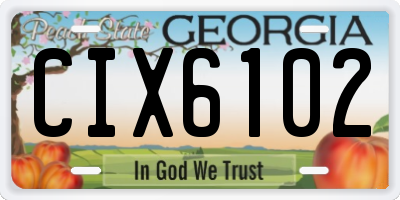 GA license plate CIX6102