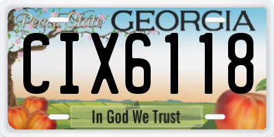 GA license plate CIX6118